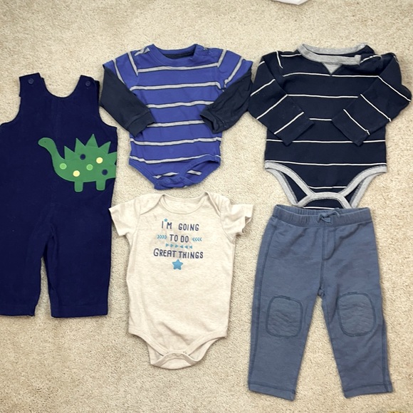 Funtasia, Too, Thoughskins Other - Baby Boy Bundle of Dinosaur Overall, Onesies, Pant